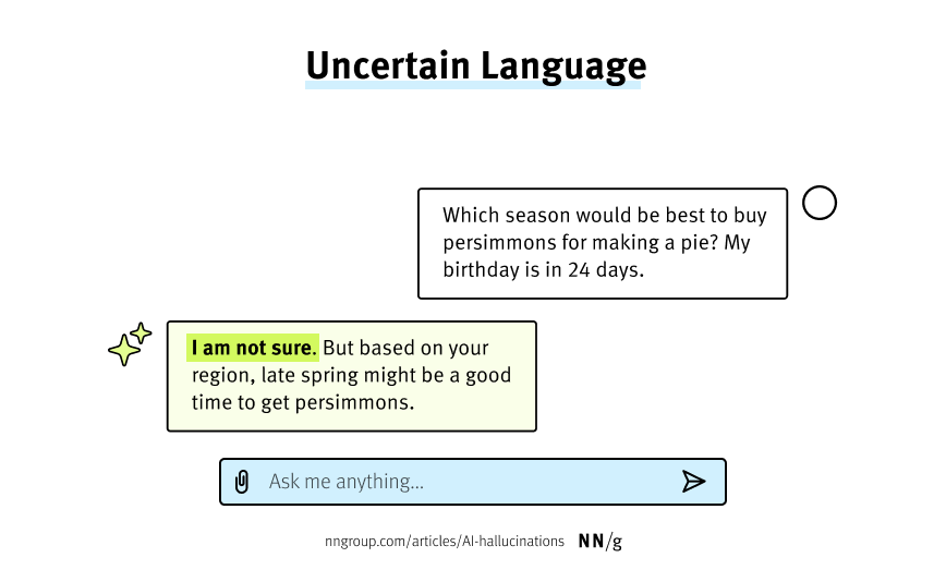 Prototyped chat AI interface with first-person uncertainty (