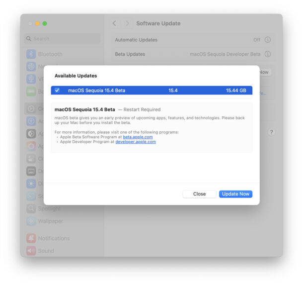 MacOS Sequoia 15.4 beta
