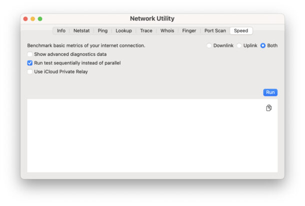 Neo Network Utility on Mac with a speed test