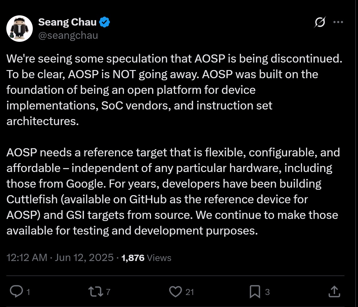 Google denies discontinuing AOSP Google denies discontinuing AOSP