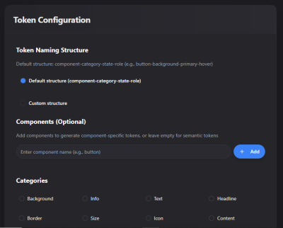 Token configuration