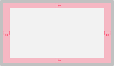 Diagram showing the TV screen safe area. A dark central rectangle represents the usable safe zone, inset by 60 points from the top and bottom and 80 points from the left and right edges. These margins ensure content isn't clipped or hard to see on TVs with overscan.