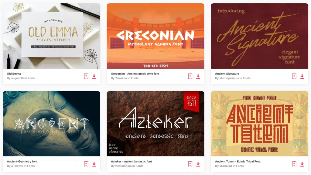 Ancient fonts. Image credit: Envato.