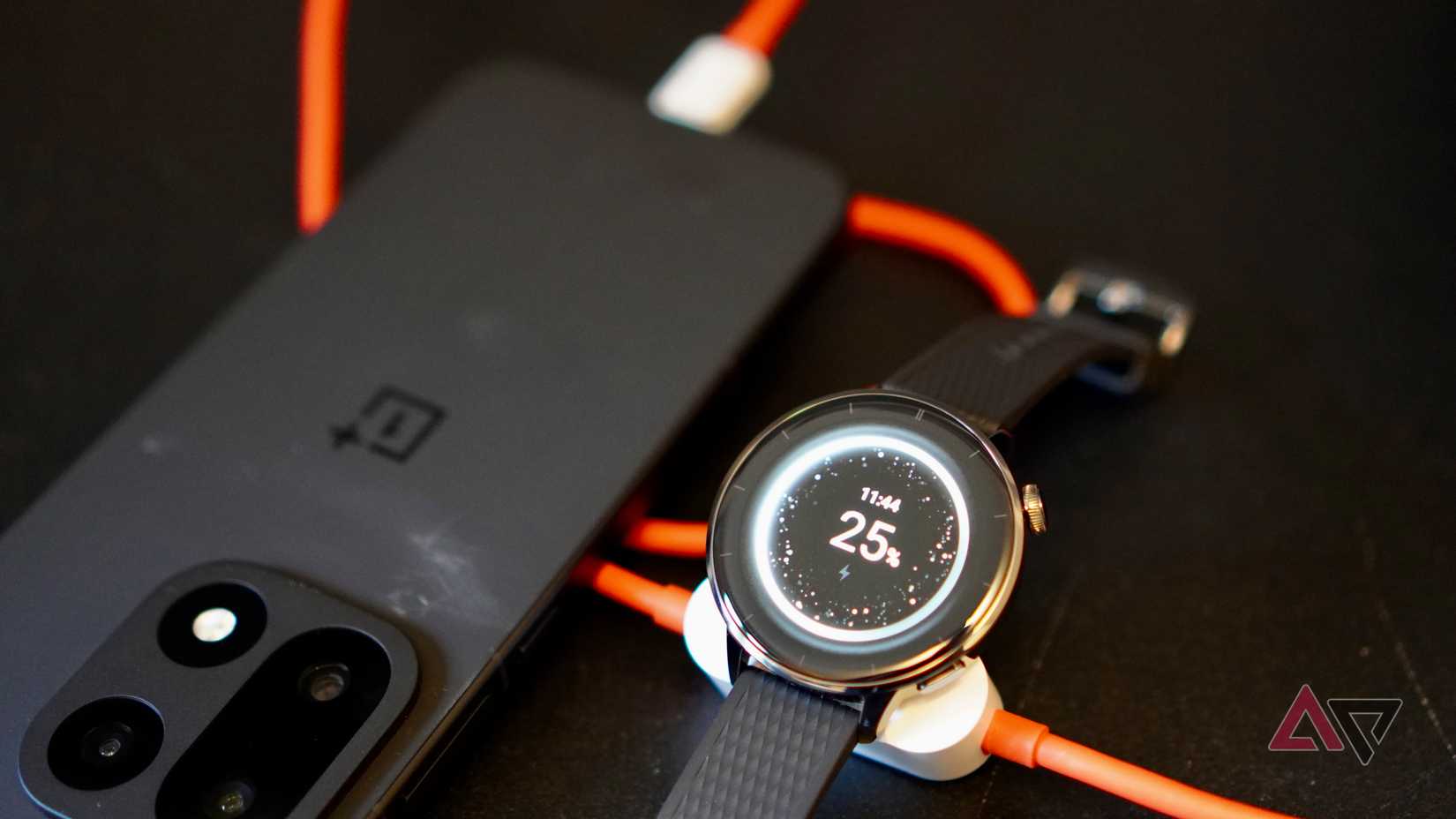 The OnePlus Watch 3 43mm on charge